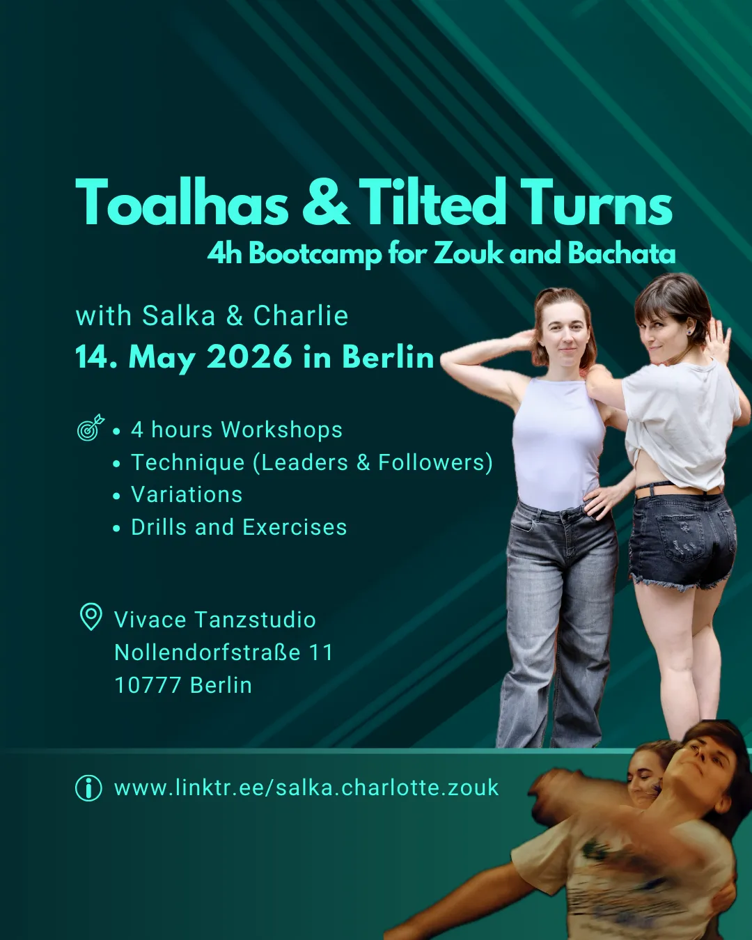 Toalhas & Tilted Turns 4h Bootcamp with Salka & Charlie for Zouk and Bachata