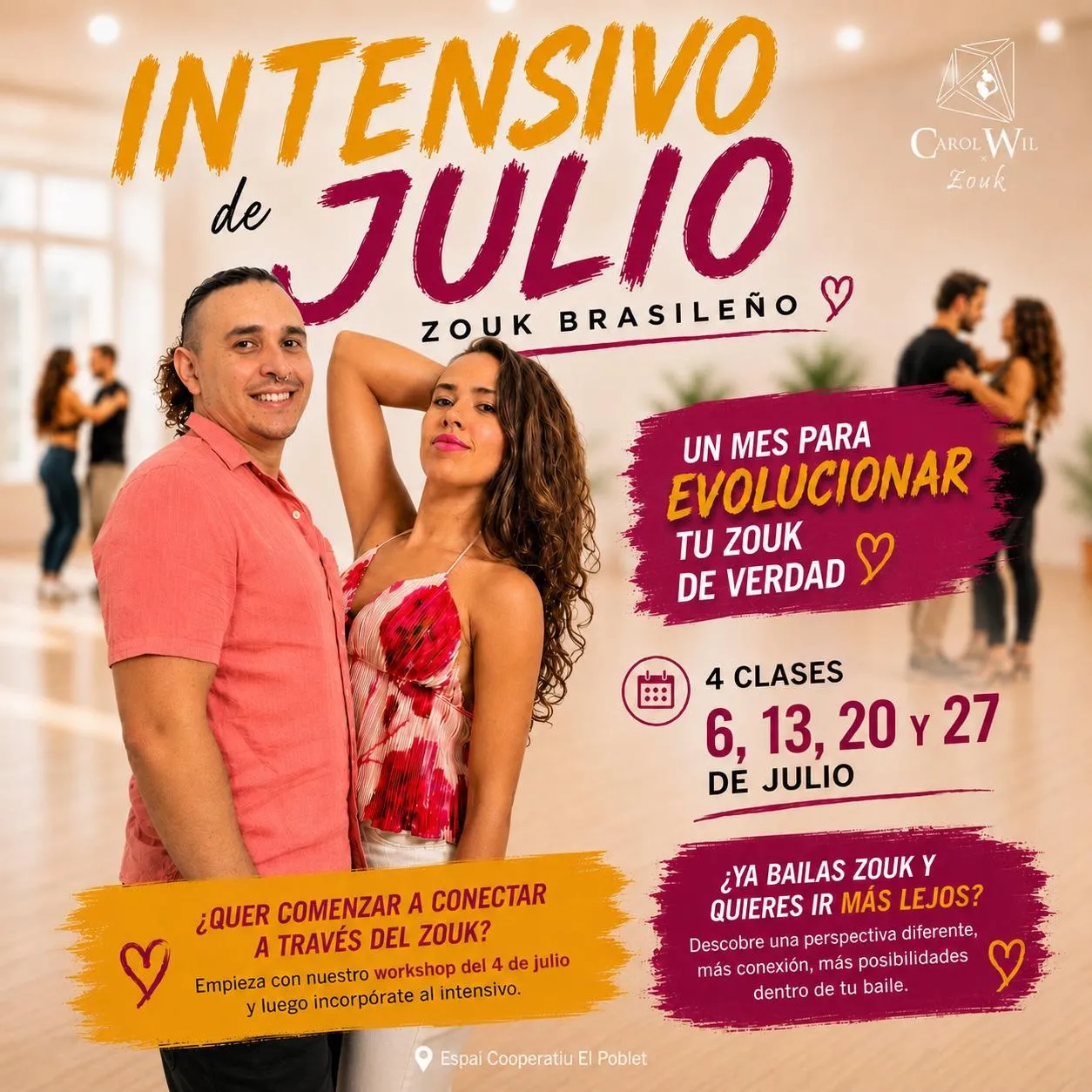 Intensivo de julio - Zouk Brasileño - Un mes para evolucionar tu zouk de verdad