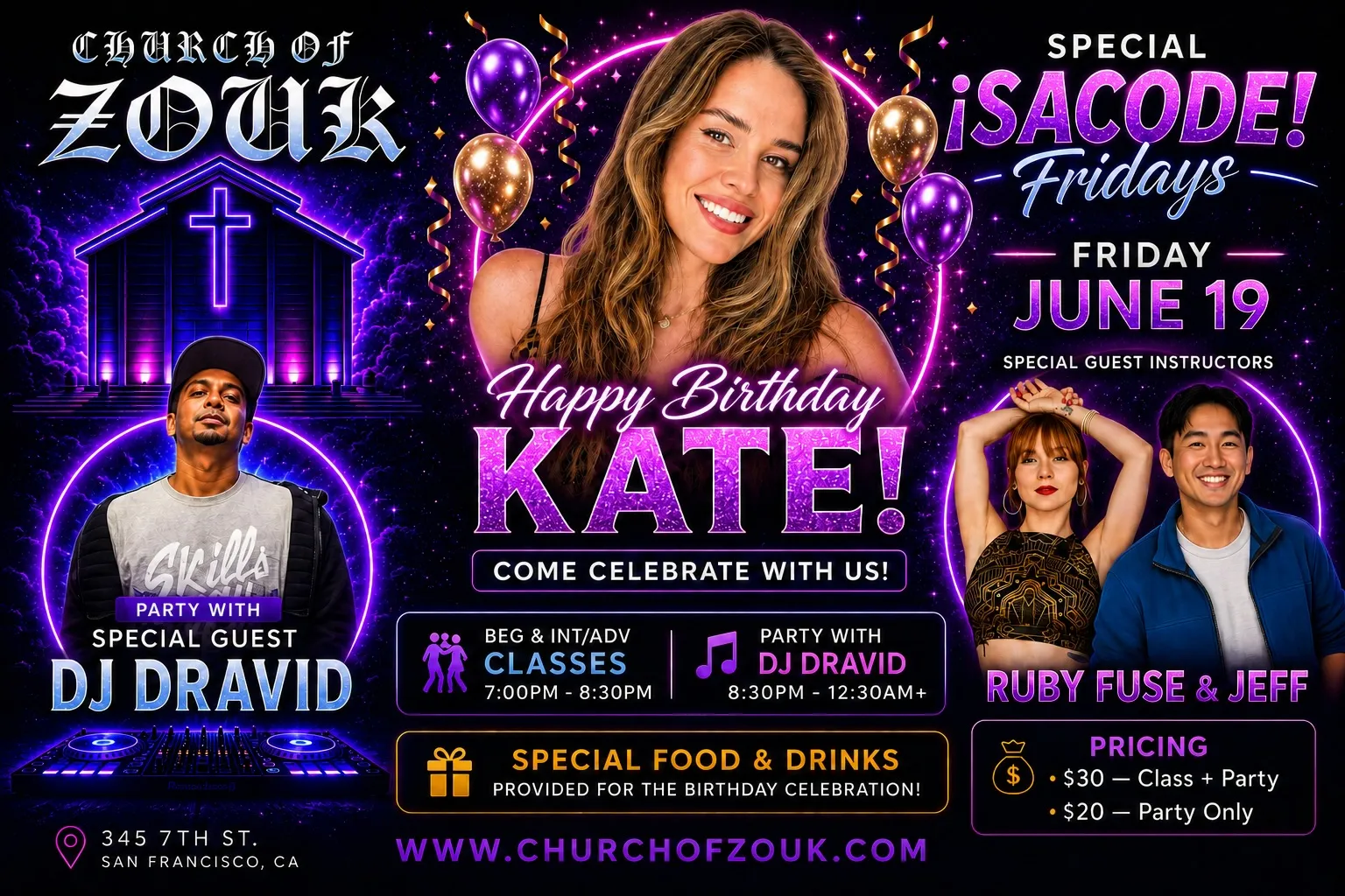 Special Sacode Fridays - Kate's Birthday Celebration