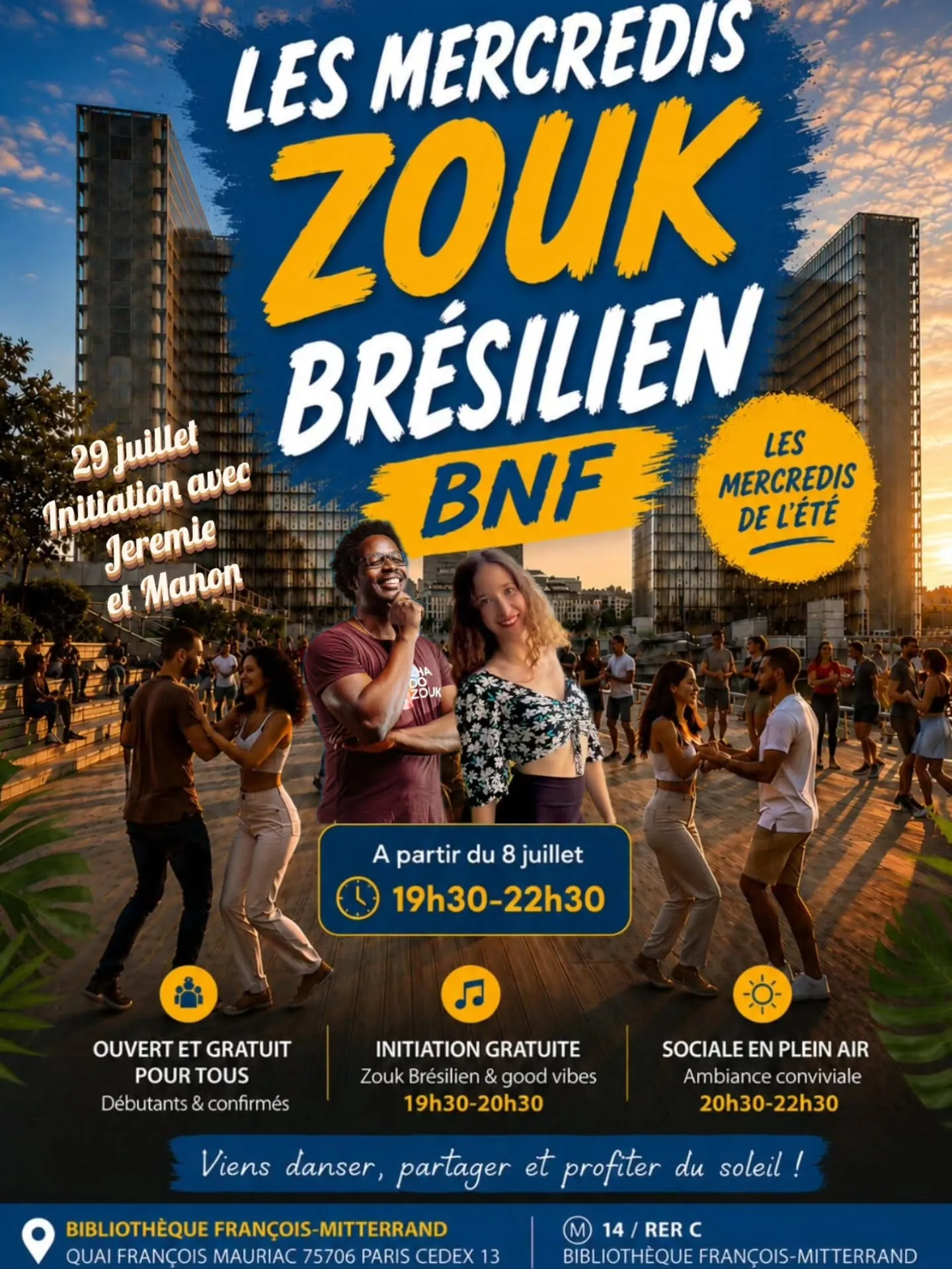 Les Mercredis Zouk Brésilien à la BNF avec la team DBAC