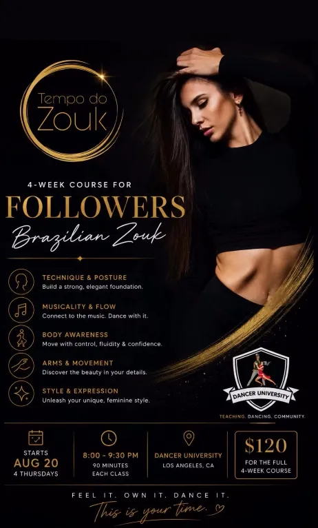 BRAZILIAN ZOUK FOLLOWERS LAB– 4-WEEK INTENSIVE