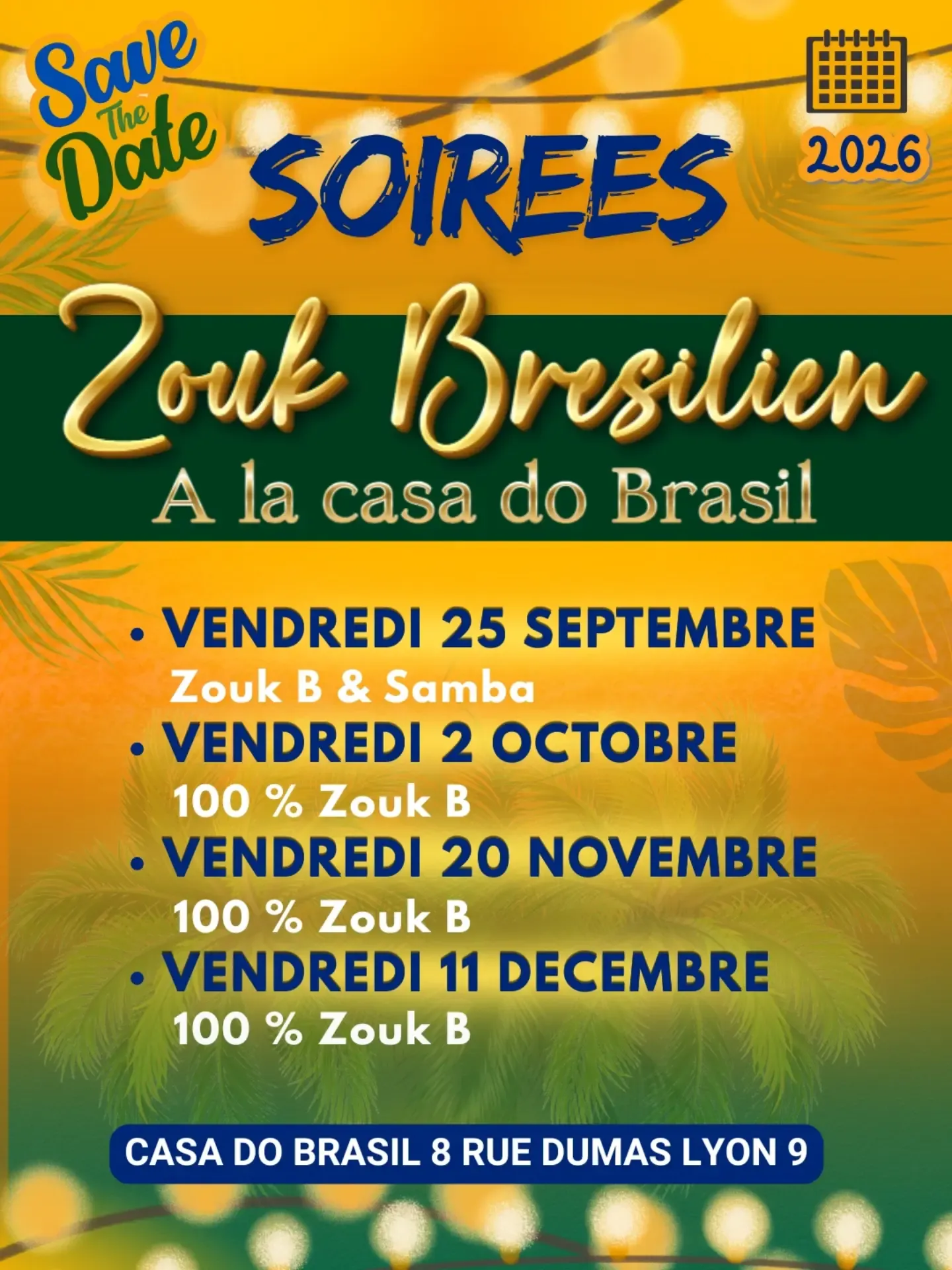 Soirées Zouk Brésilien – Zouk B & Samba