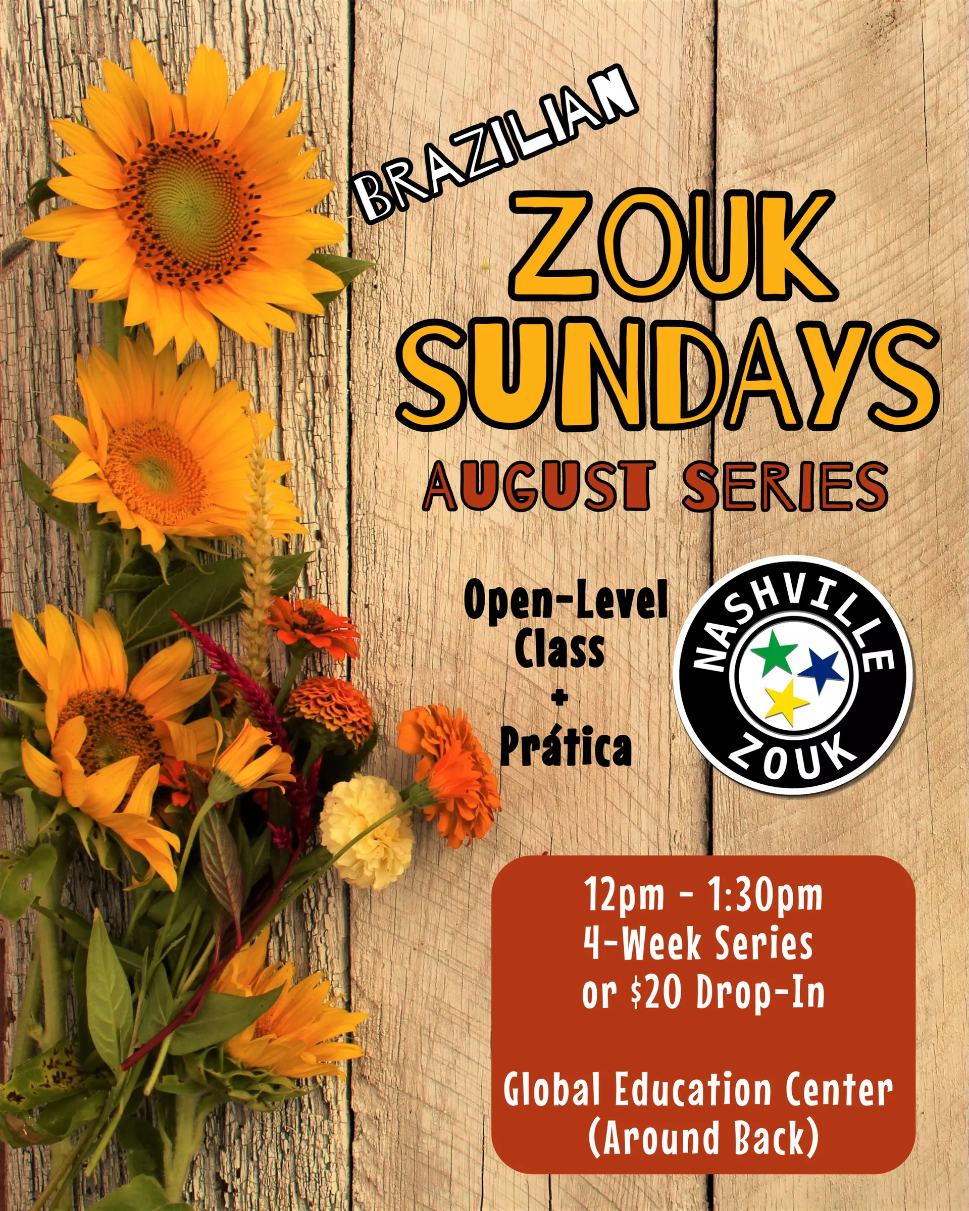 August Brazilian Zouk Sundays (4 weeks) with Justin & Shelby